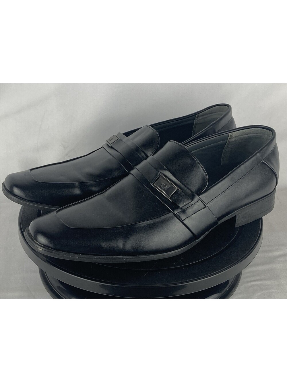 Men’s Size 8 Calvin Klein Brighton Black Leather Loafers Slip On Dress Shoes